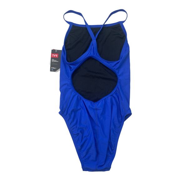 TYR Women's Tyreco Solid Diamondback Swimsuit Royal Blue Size 34 One Piece NEW - Picture 4 of 9